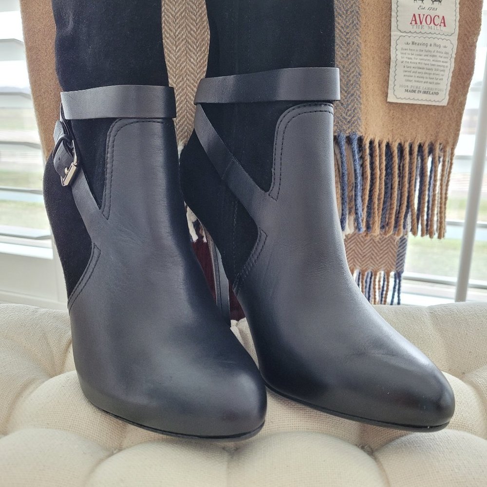 Ralph Lauren Collection Purple Label Boots Black Leather Suede Riding 6.5 B - Picture 2 of 10